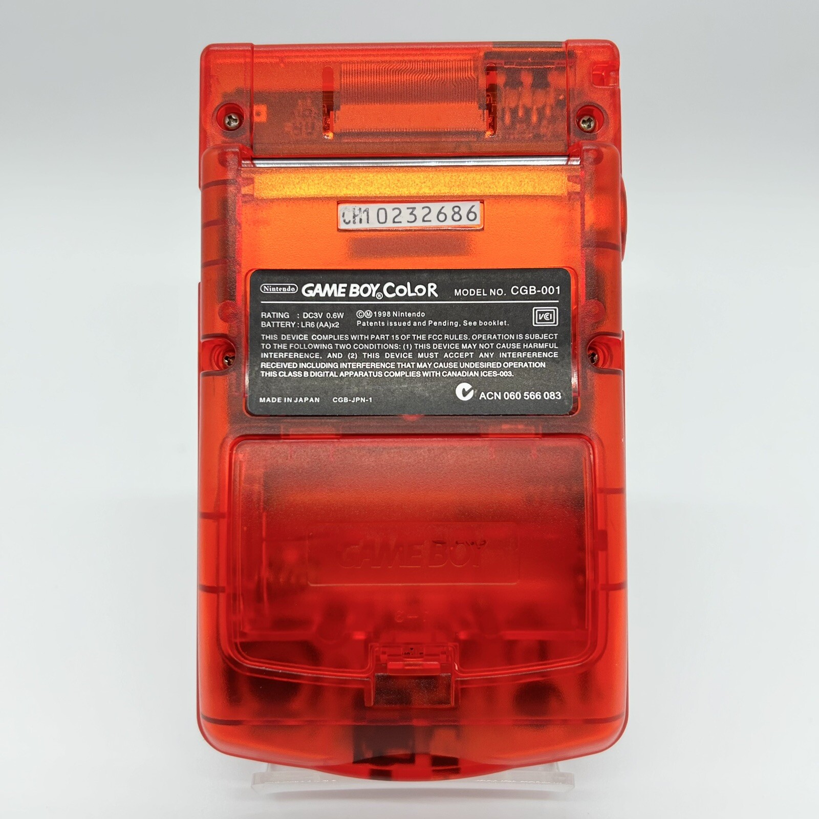 Costomized Gameboy Color Clear Red Handheld System Console New Shell & Screen!
