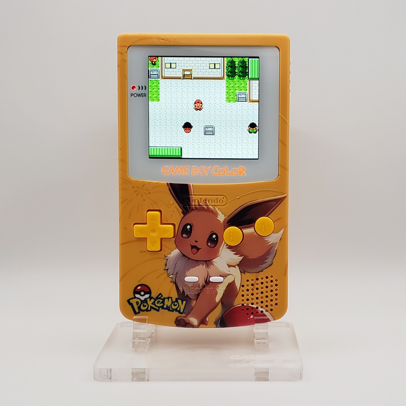 Laminated OLED Screen – Eevee Game Boy Color w/ Case – New Speaker, Recapped