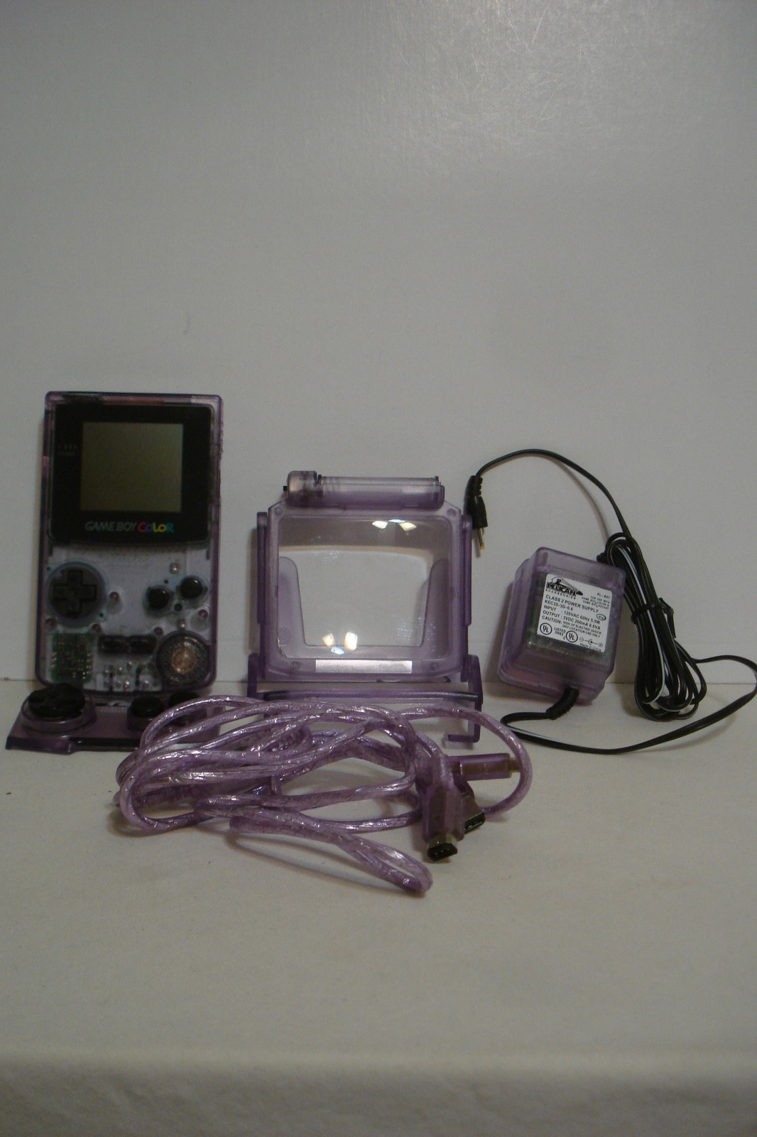 Nintendo Game Boy Color System Clear Atomic Purple w/ Pelican Accessories