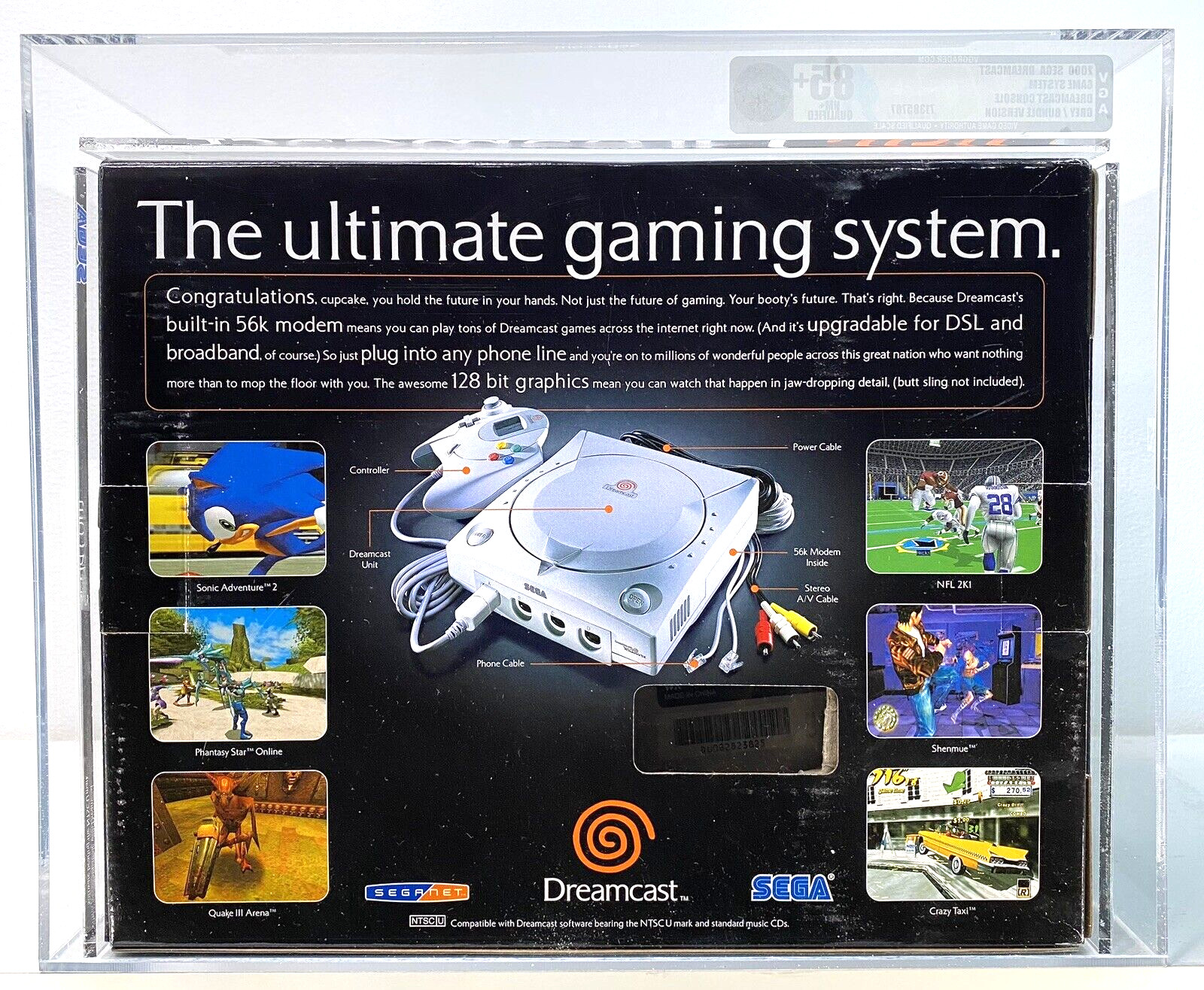 Sega Dreamcast Grey Console System New Qualified WATA VGA Grade 85+ Q MINT NIB