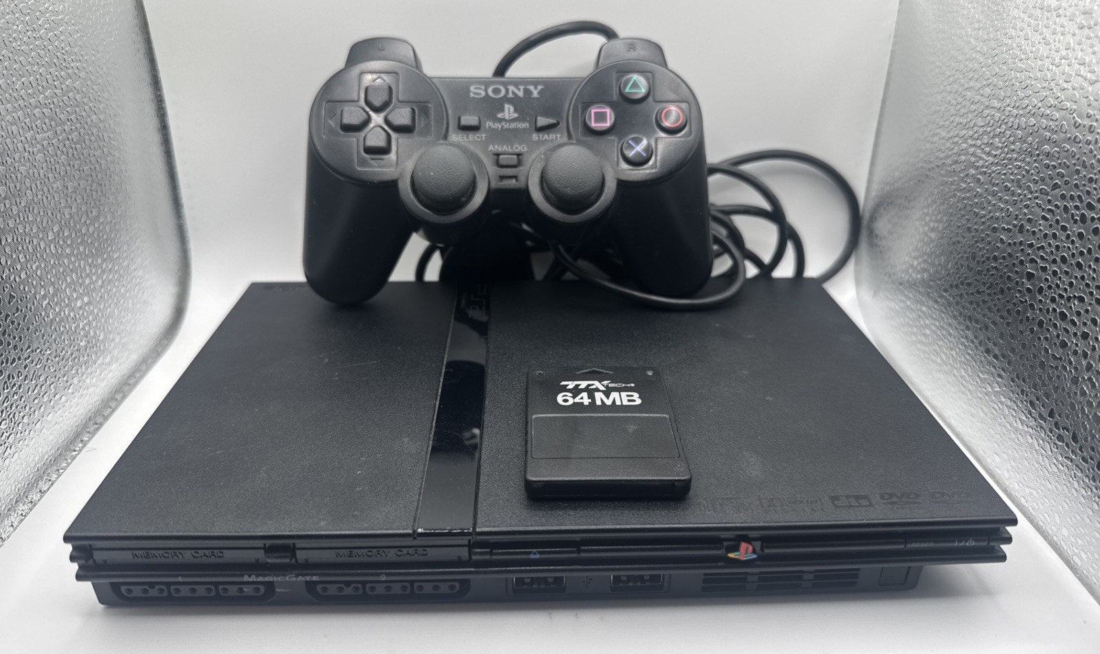 Sony PlayStation 2 Slim Console Black. With Controller, Cables Memory Card. PS2
