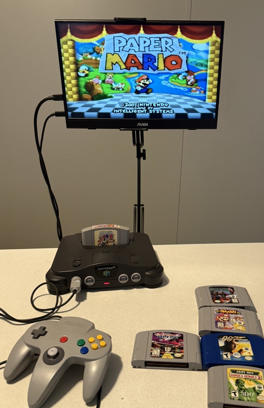 Nintendo 64 N64 Console Bundle w/19 Game 1 controller & hdmi converter box
