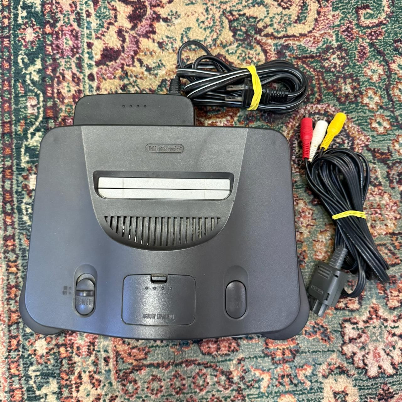 Nintendo 64 N64 Console Gray OEM Power Supply AV Cables Tested NUS-001 USA NTSC