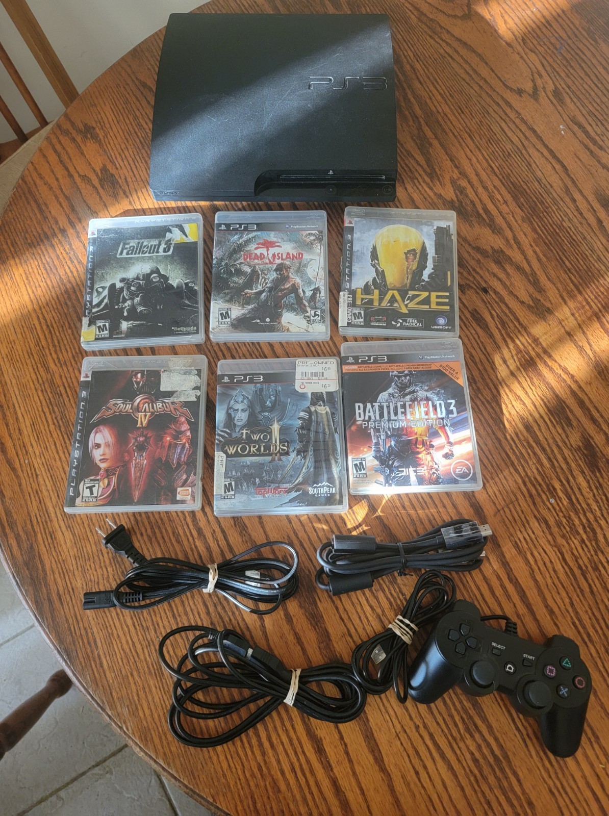 Sony PlayStation 3 PS3 Slim CECH-3001B Console Bundle Controller 6 Games Working