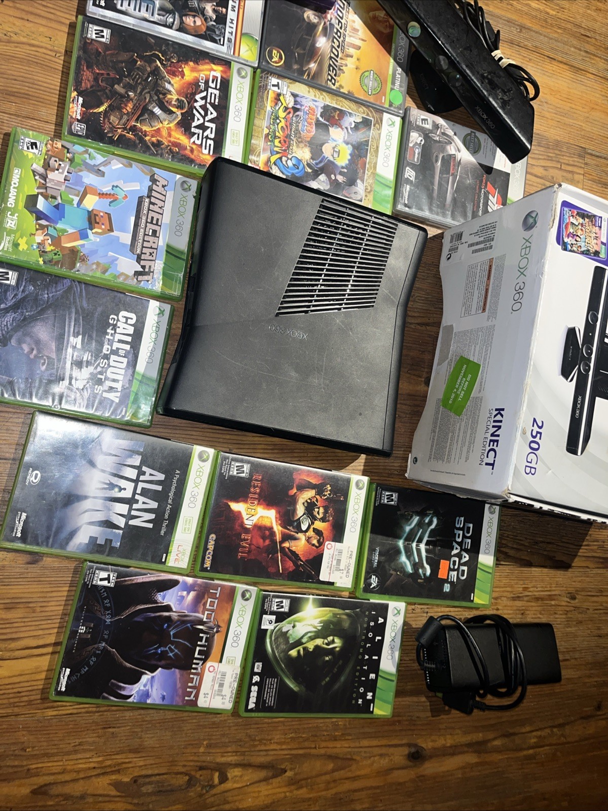 Microsoft Xbox 360 S 250gb Slim & Games – Console Box Cords Kinect Lot Bundle