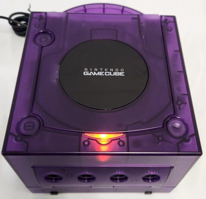 Nintendo GameCube Translucent PURPLE Gaming Console DOL-001 Controller Bundle