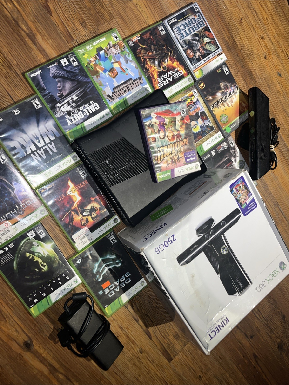 Microsoft Xbox 360 S 250gb Slim & Games – Console Box Cords Kinect Lot Bundle