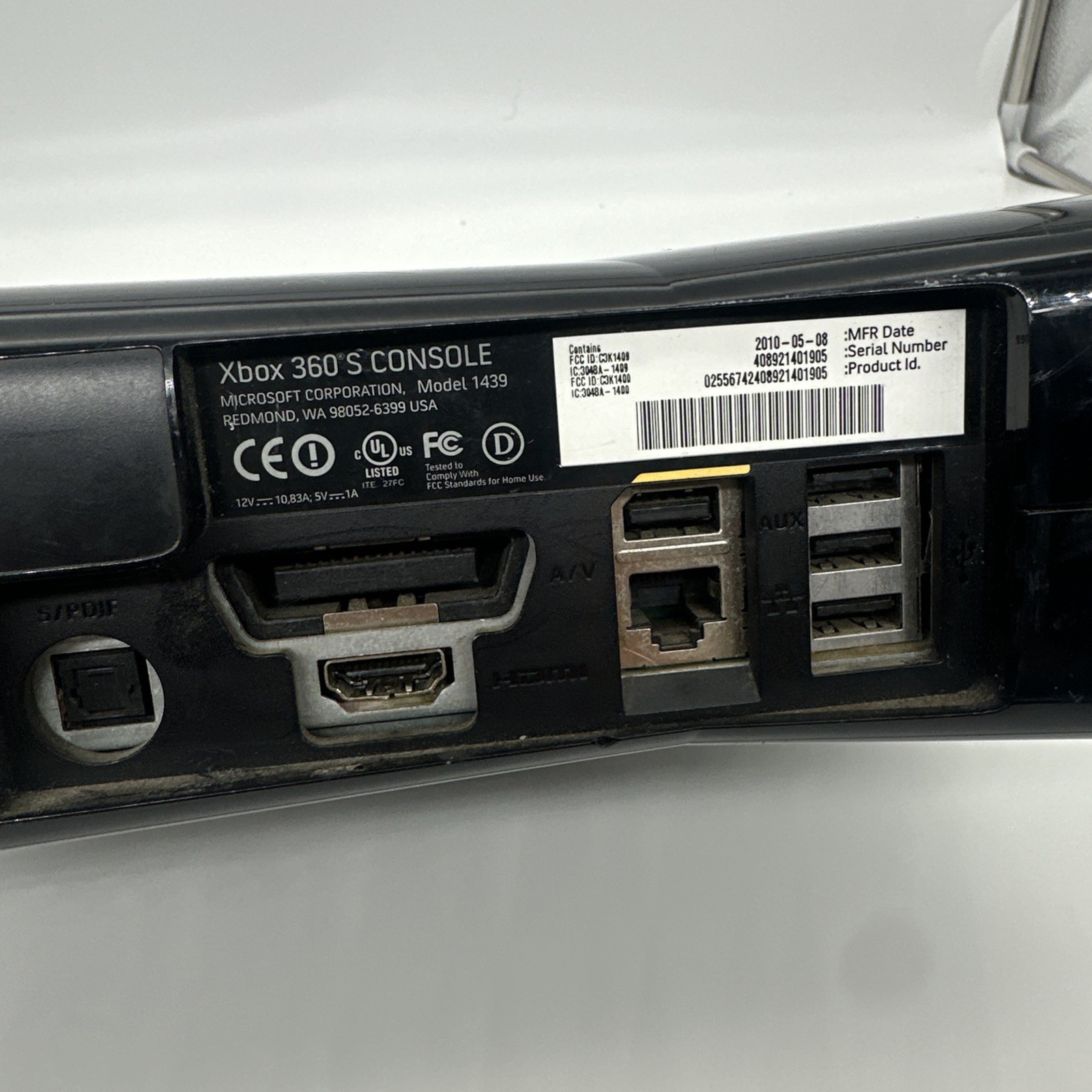 Microsoft Xbox 360 S Console Only, Model 1439 Black WORKS *No Hard Drive*