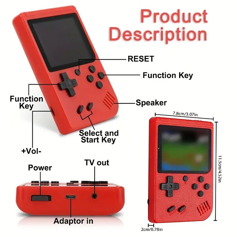 Built in 500 Classic Games Handheld Retro Video Game Console Double Game Gift US