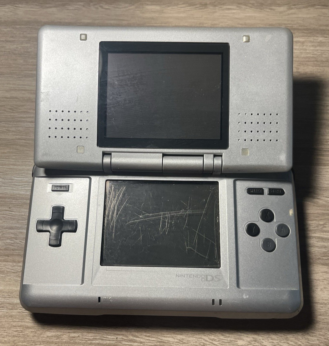 Nintendo DS Model NTR-001 Original Platinum/Silver Tested & Working!