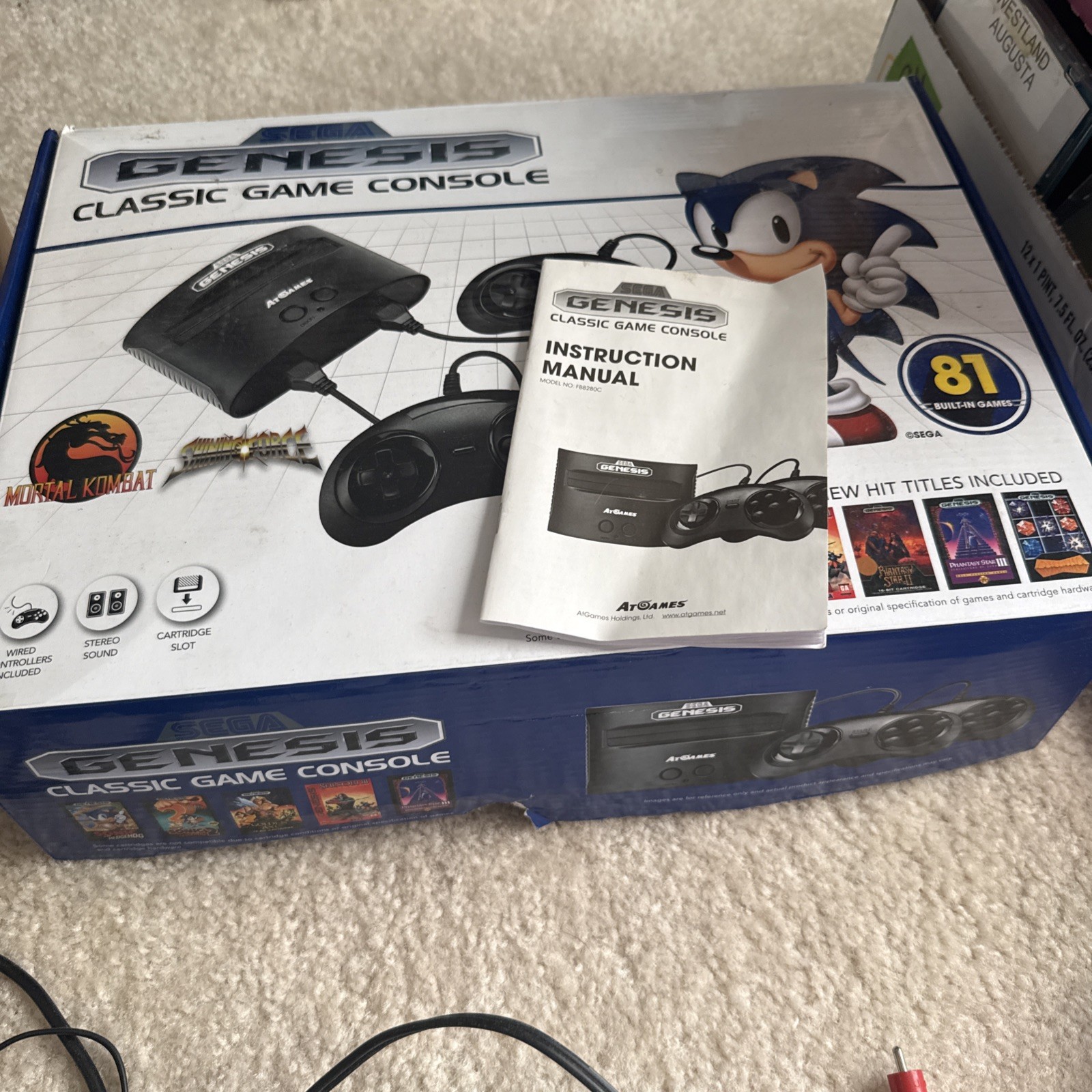 Sega Genesis AtGames Console 1 Controller Manual AC Adapter Original Box Tested