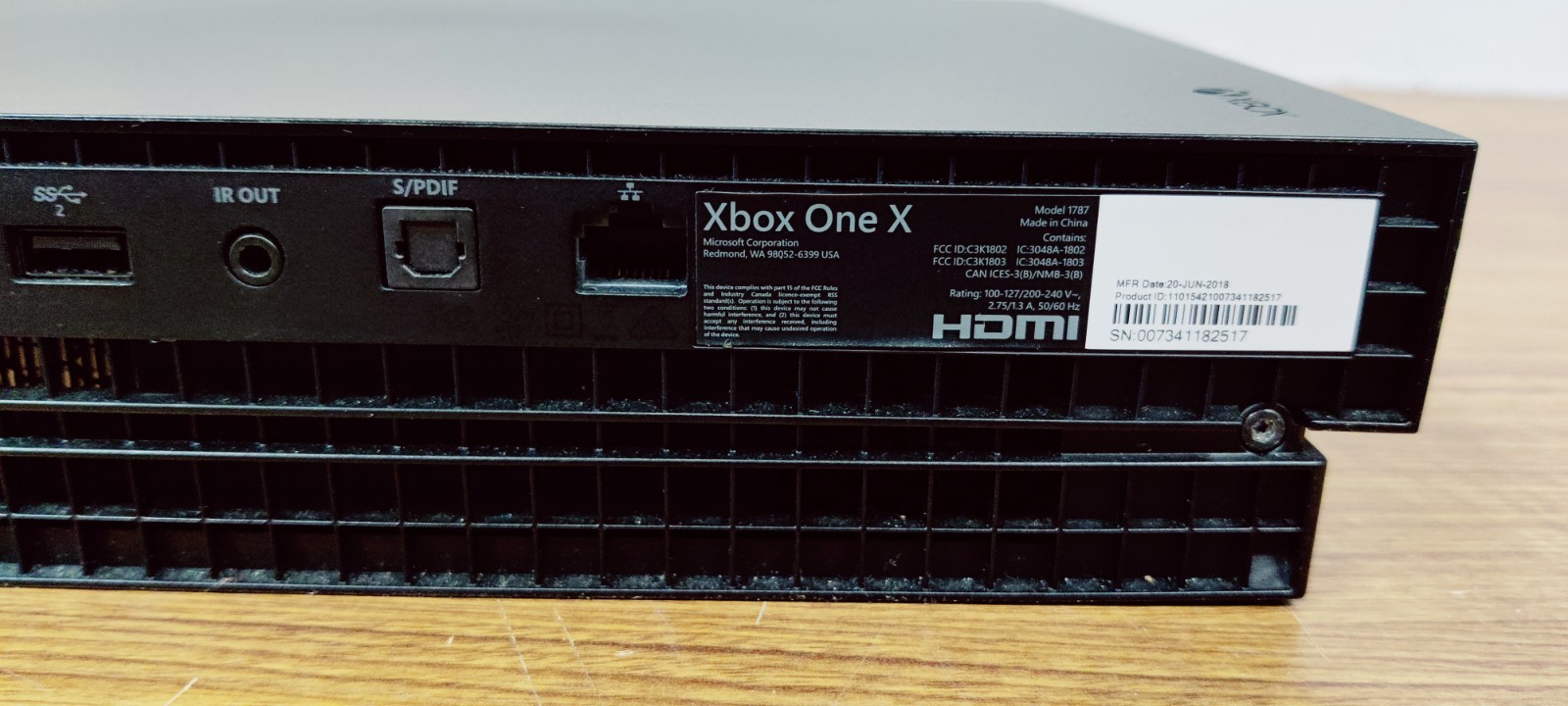 (148320) Microsoft Xbox One X 1TB Console Black Bad HDMI Port (1787) *For Parts*
