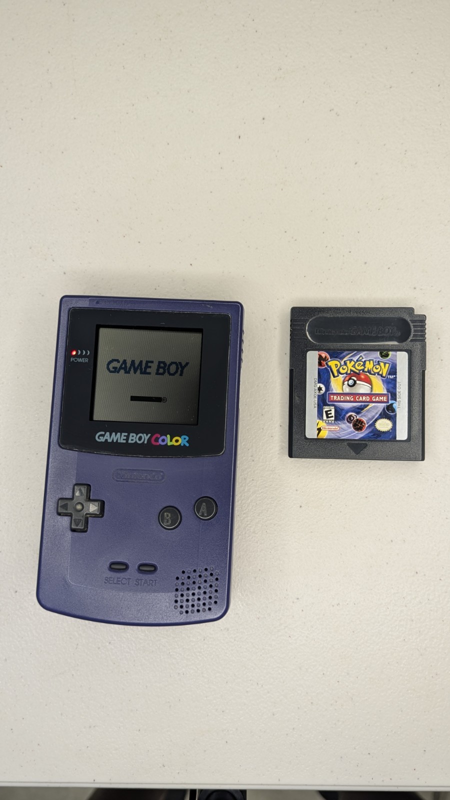 Nintendo Game Boy Color CBG-001 Purple w Poke’mon Trading Card Game, Tested