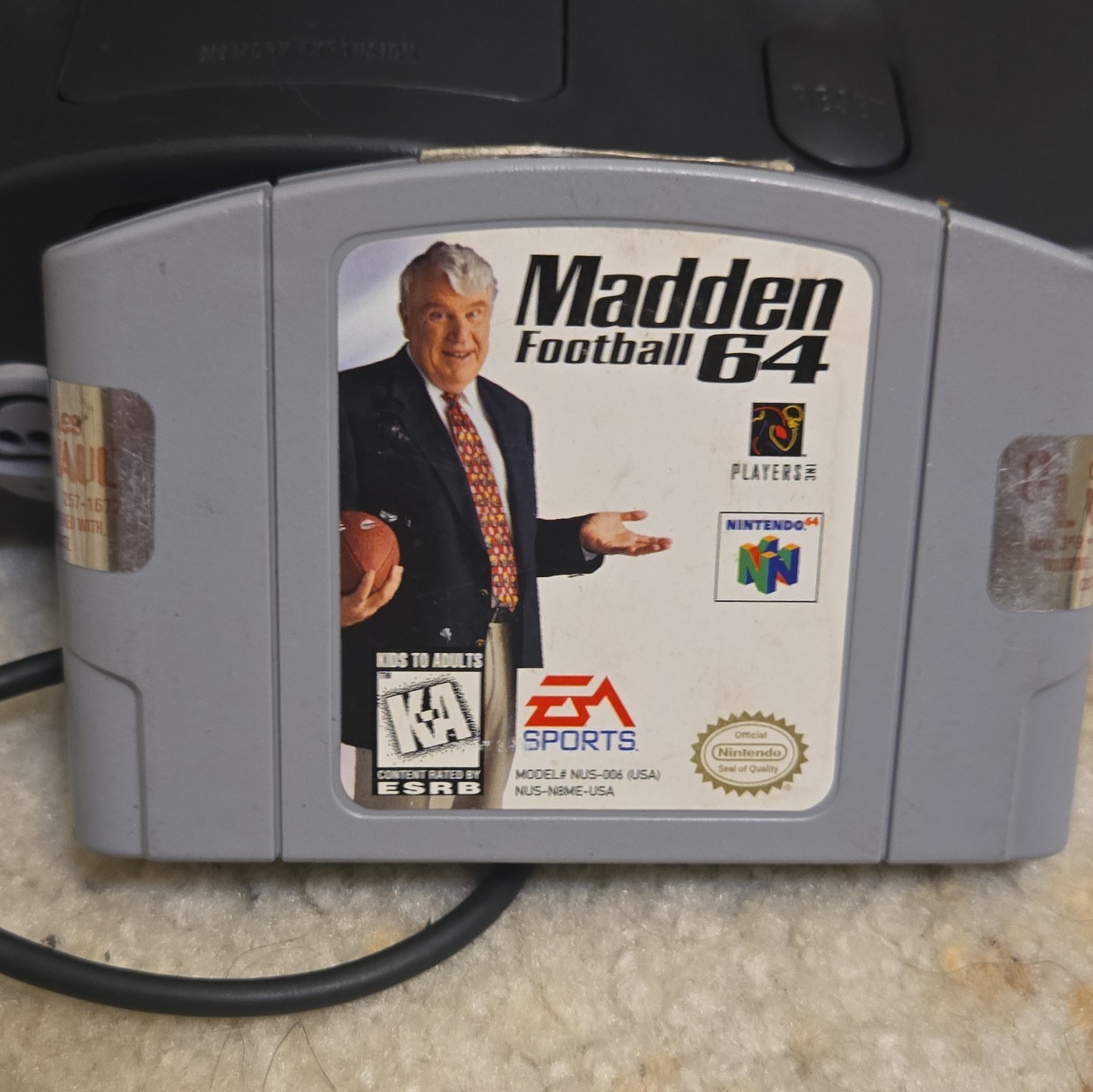Nintendo 64 Console Black Gray w/ Controller, Cables, Madden Football 64