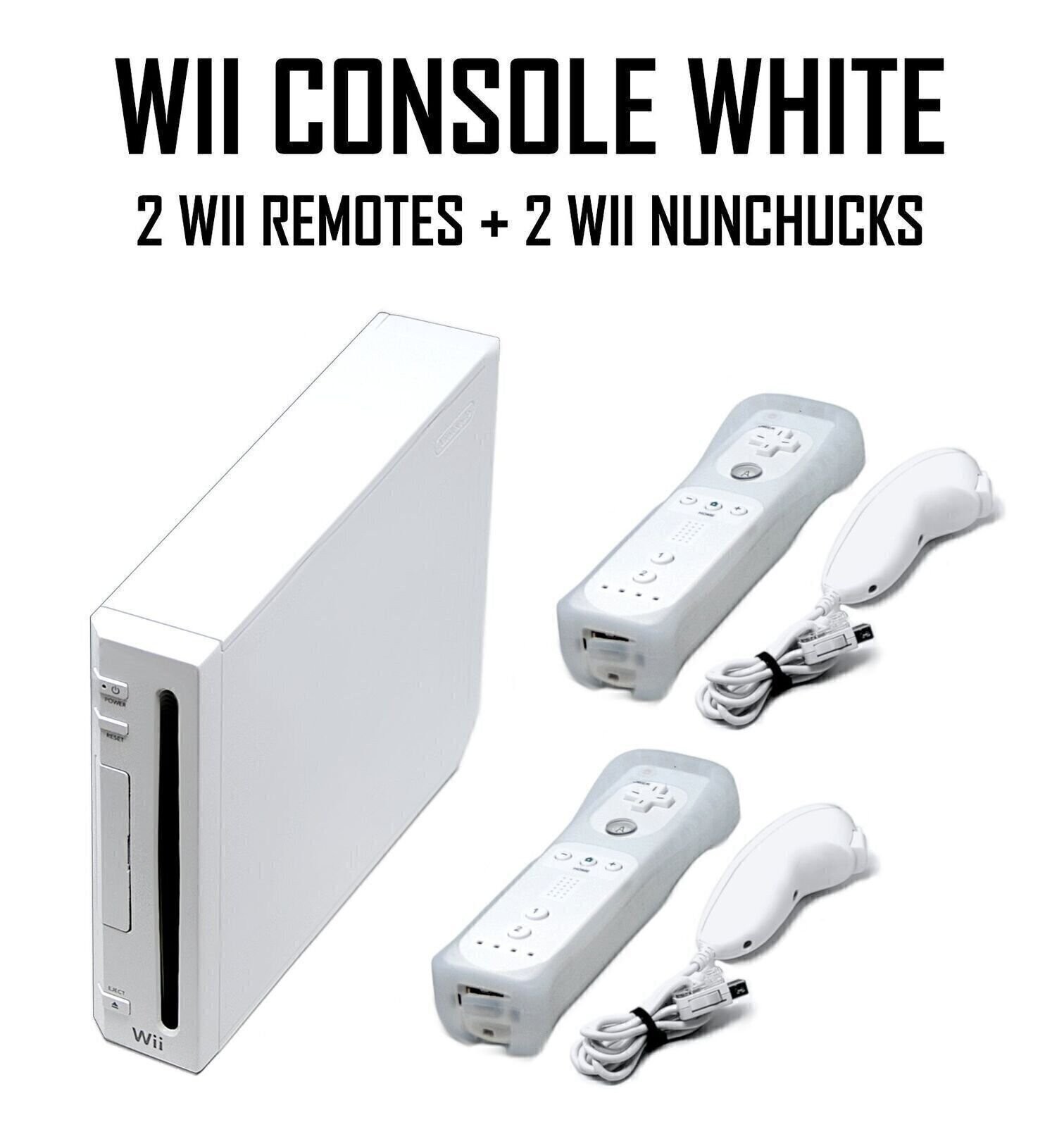Authentic Wii Console White + Two Remotes + GameCube + 1 Year Warranty + USA