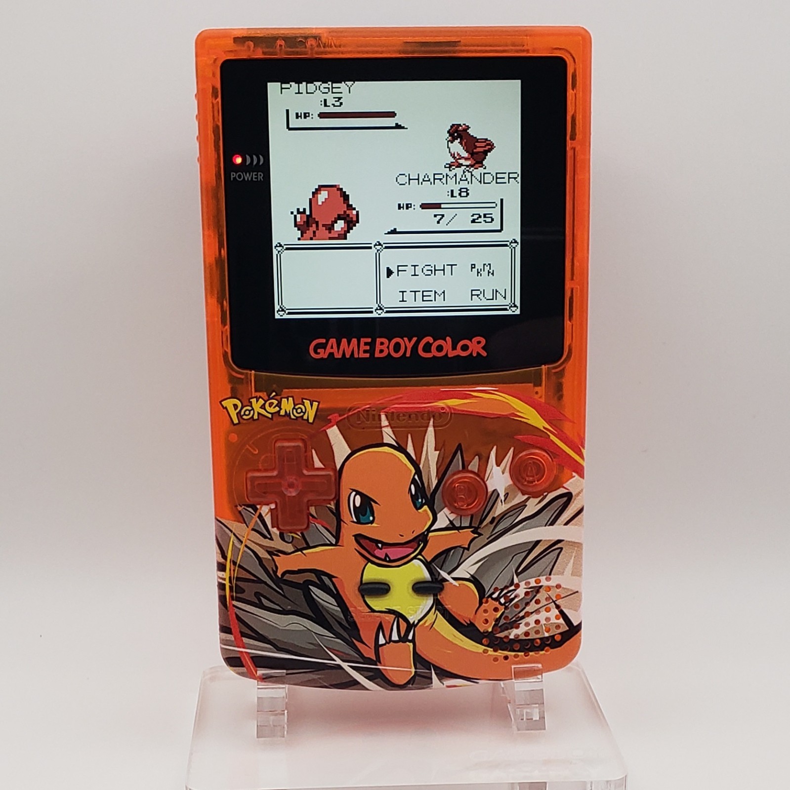 Charmander Game Boy Color w/ Laminated Backlit IPS Screen, New Speaker, Recapped