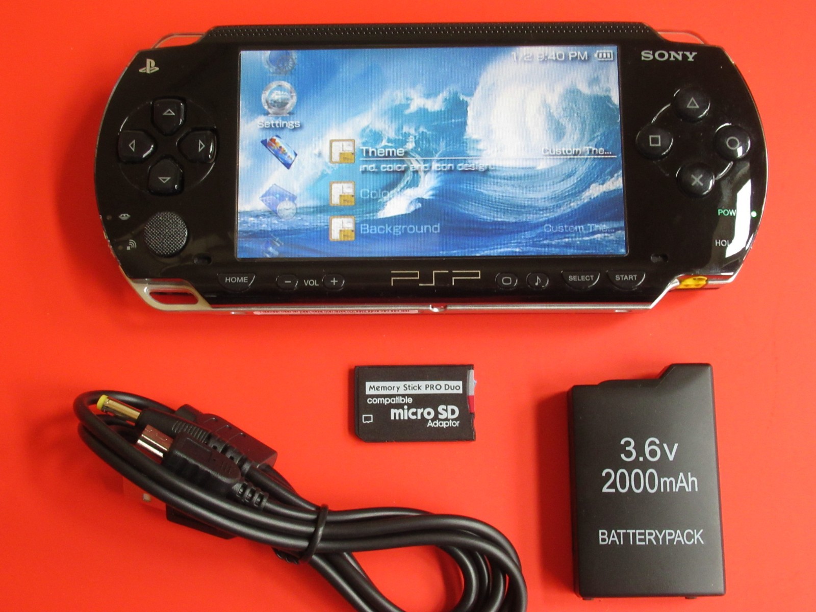 PSP 1000 Piano Black w/ Ark-4 USB power/data HQ battery 32gb, WORKING