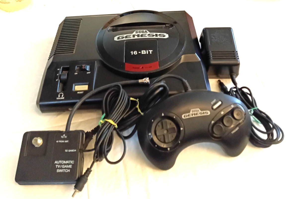 Sega Genesis 16-Bit Stereo Model 1601 With Hook-Ups & Controller Works Perfect!