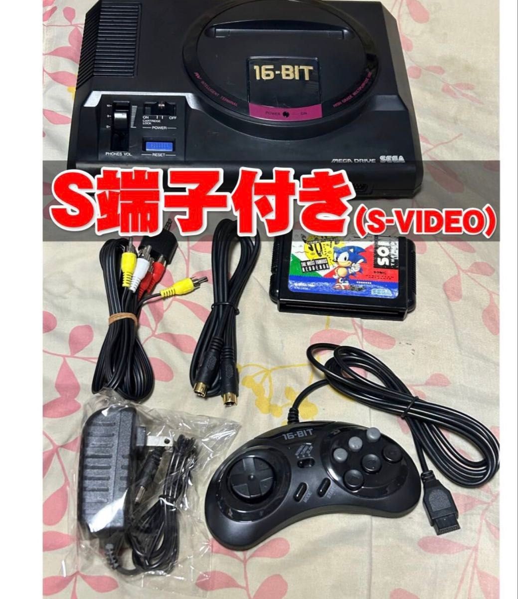 SEGA Mega Drive Console 6 Button Pad Sonic Set S-Video NTSC-J Japan