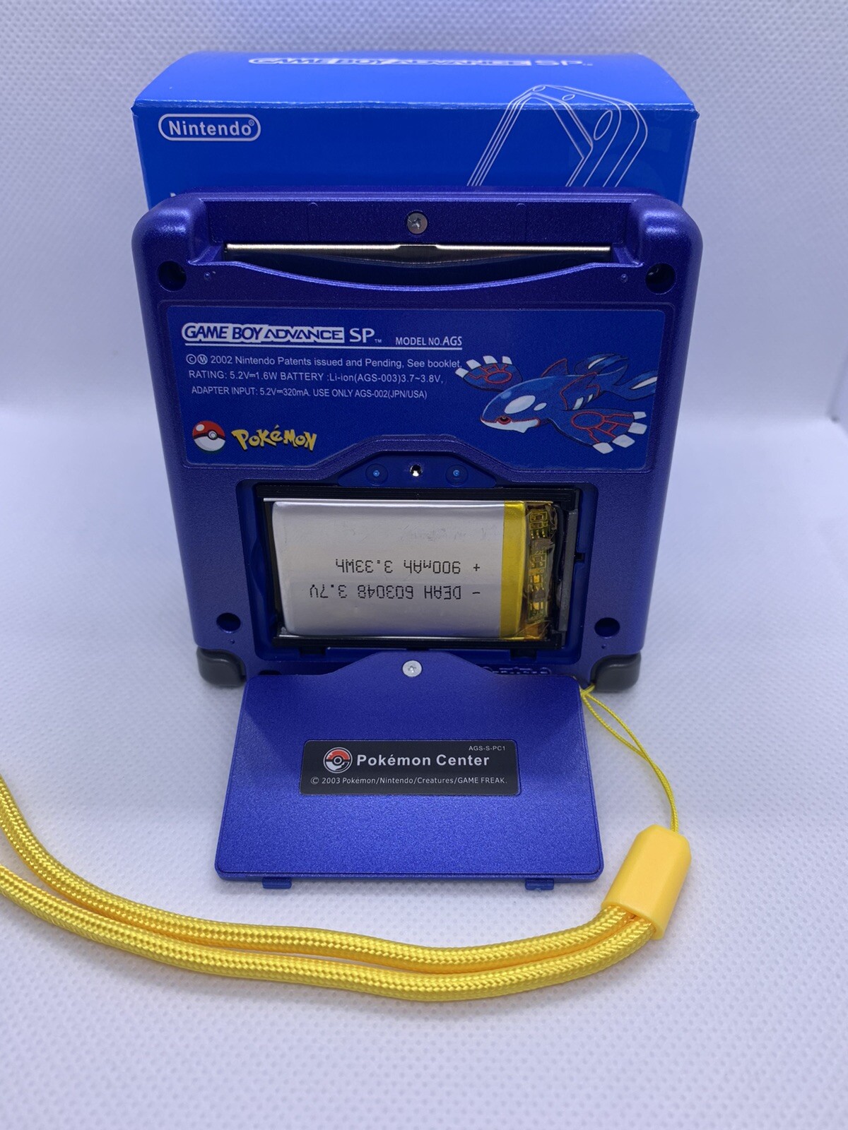 Kyogre GBA SP Gameboy Advance SP IPS V2 – Charger, Custom Power LED & EYE