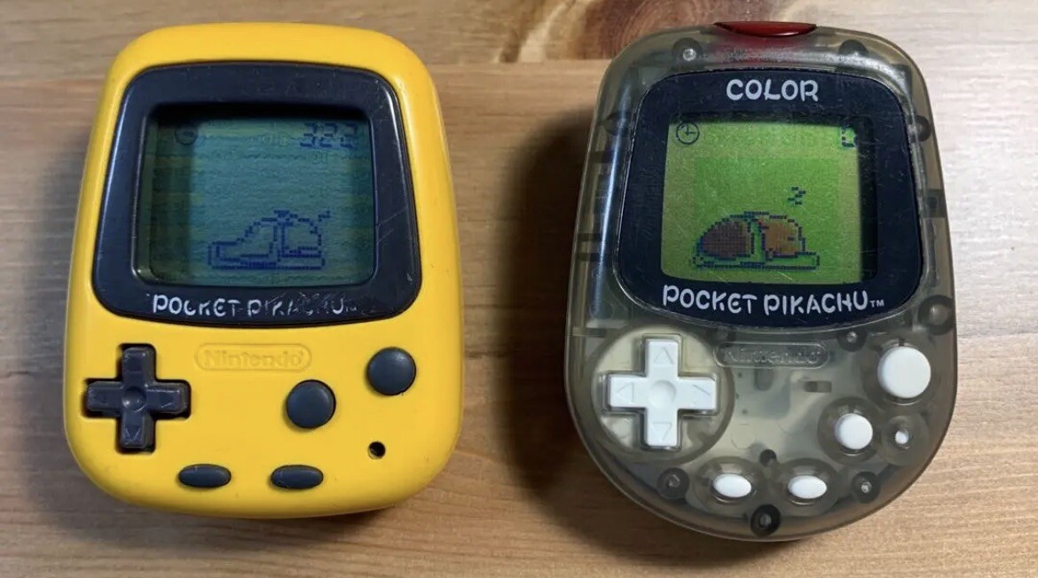 NINTENDO Pocket Pikachu Color Yellow & Clear 2 set Pedometer Pokemon Used Tested