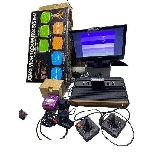 ATARI 2600 Video Game Sears Video Arcade System w/ 4 Switch In Box + Manual.