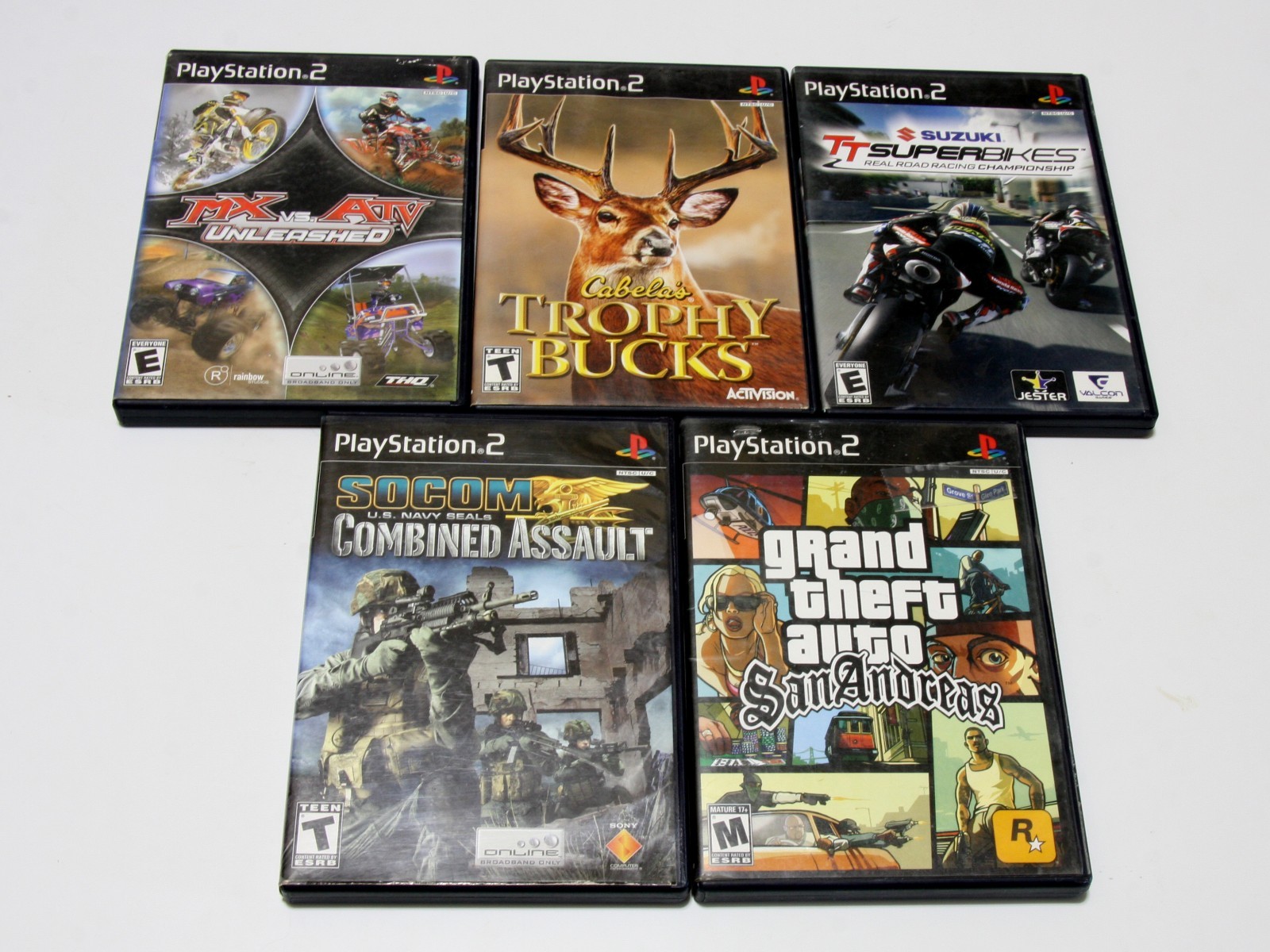 Playstation 2 PS2 Slim Console Silver 2 Controllers 5 Games 16MB Memory Card