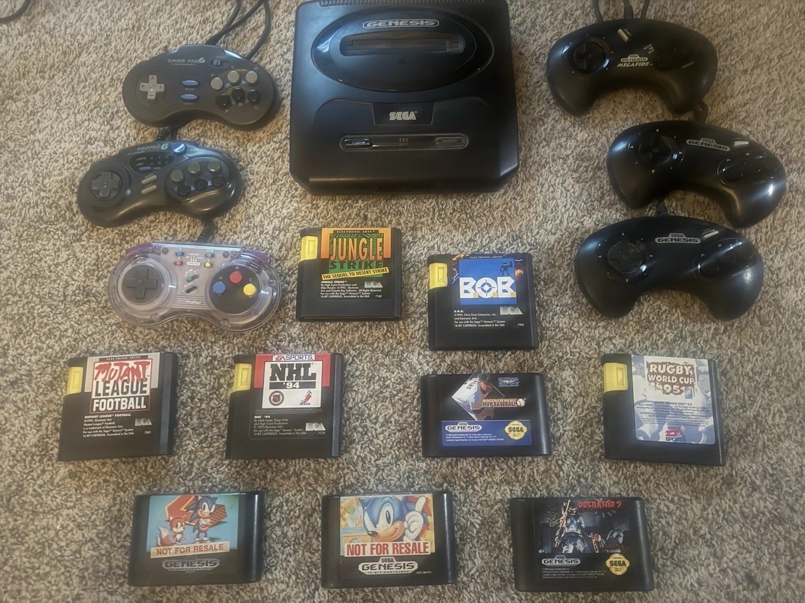 Original Sega Genesis W/ 6 Controllers & 9 Games