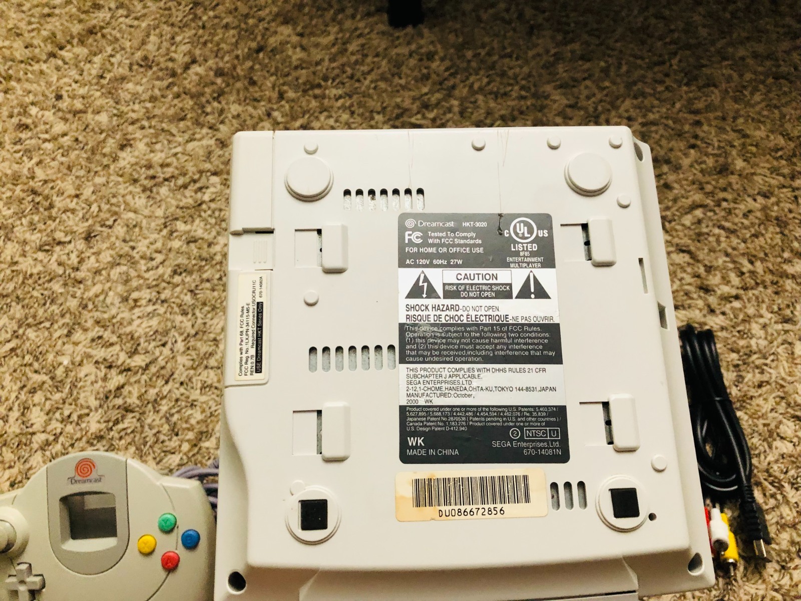 Sega Dreamcast Console System HKT-3020 With 2 Controllers & Memory Card TESTED3!