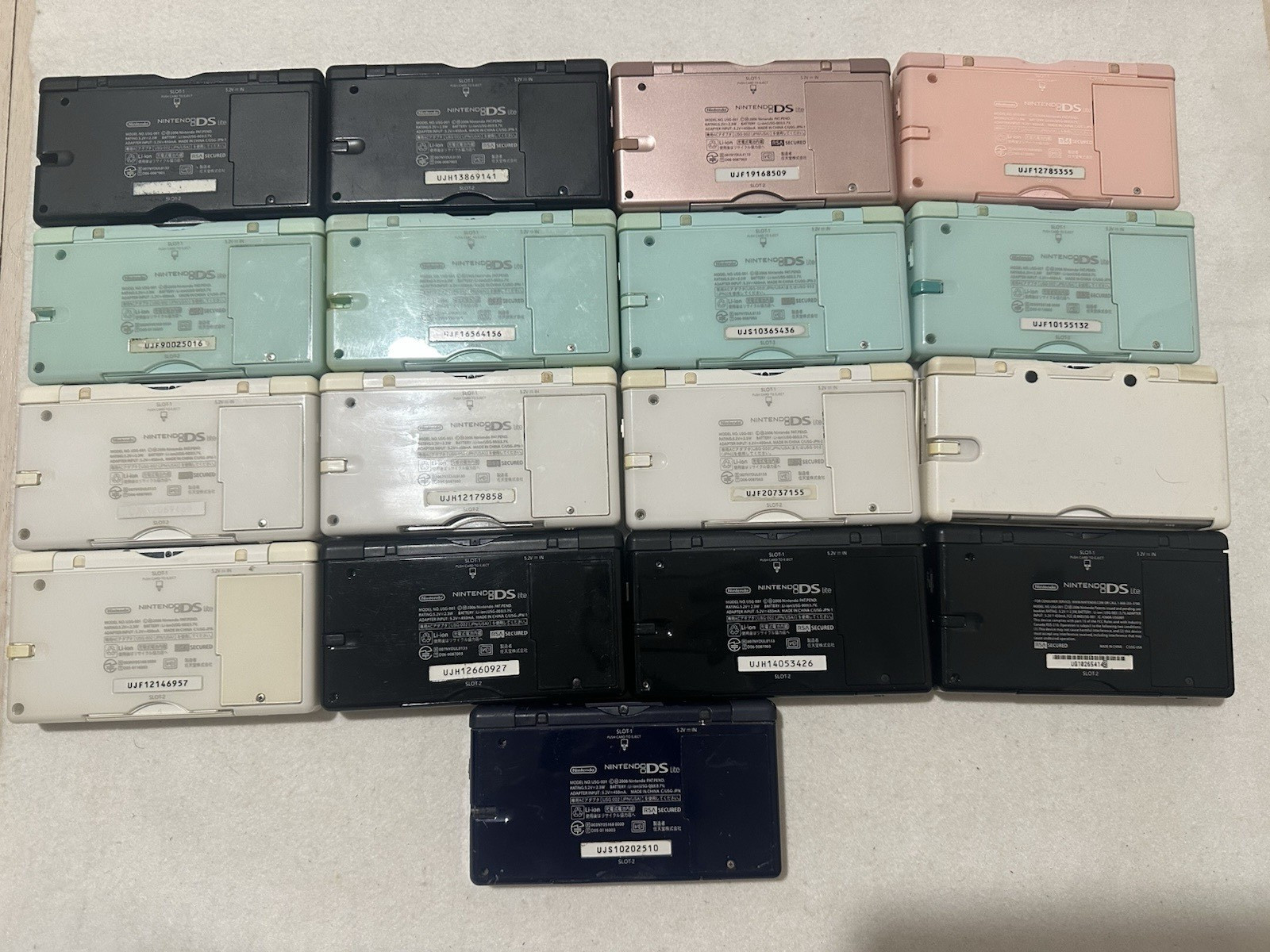 【Screen Yellowed】Lot 17 of Nintendo DS Lite random color Console Japan Working