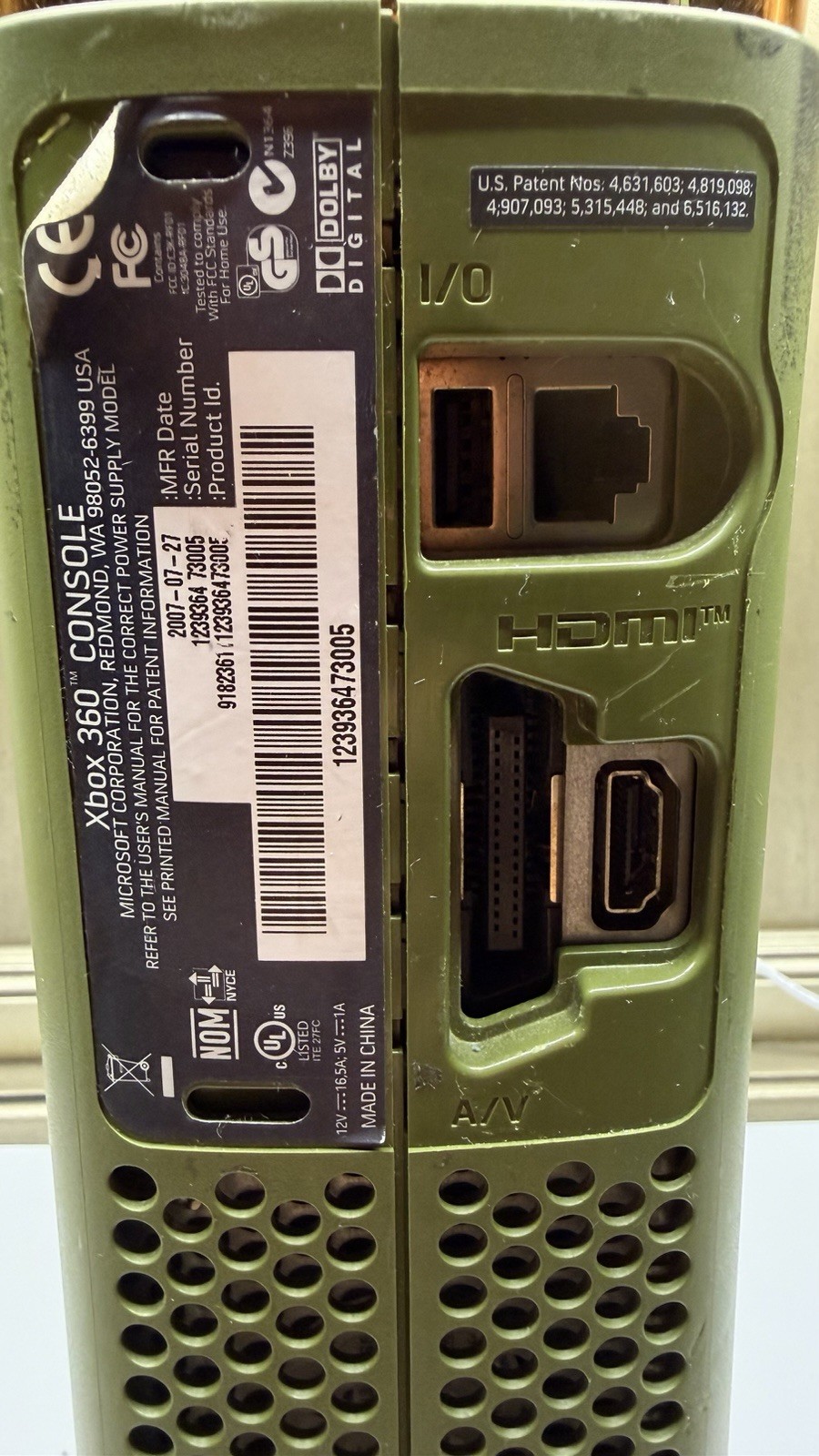 Xbox 360 Halo 3 Special Edition Console Only Green Untested For Parts