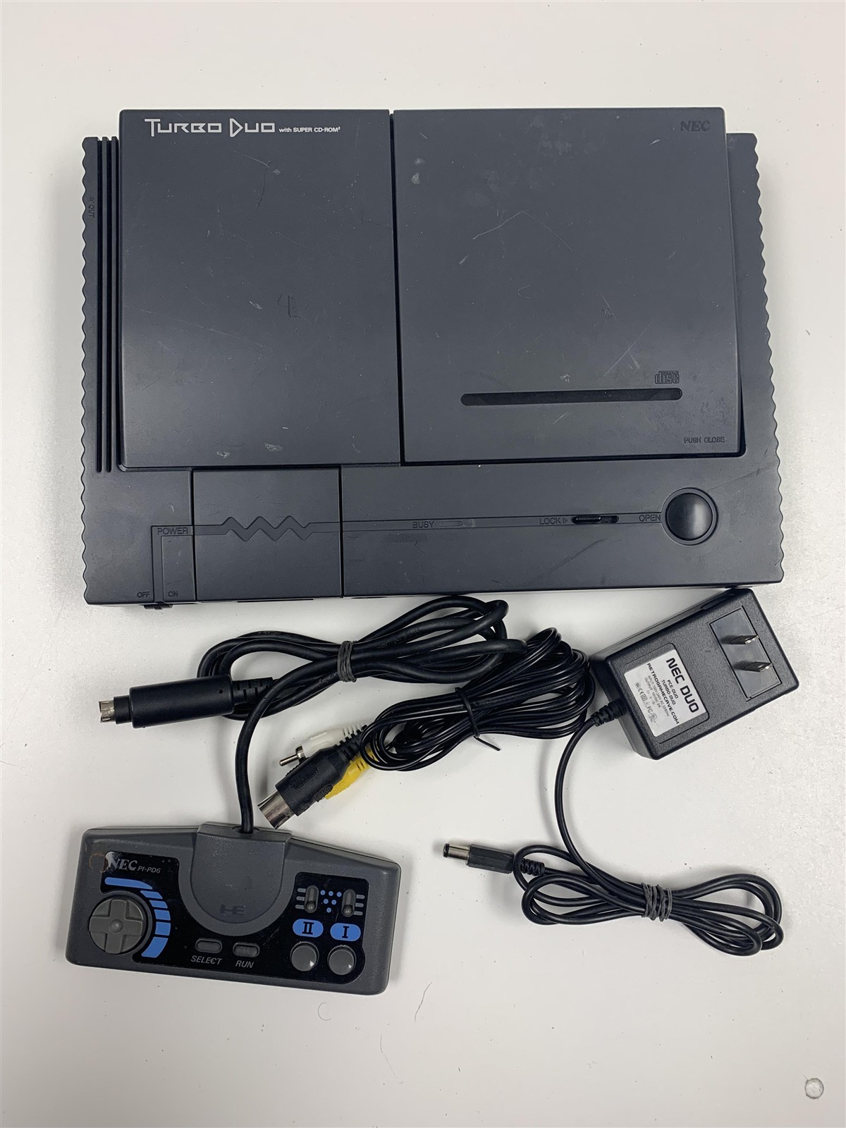 NEC Turbo Duo Console Bundle Controller Cables Bad CD Laser HuCard Works