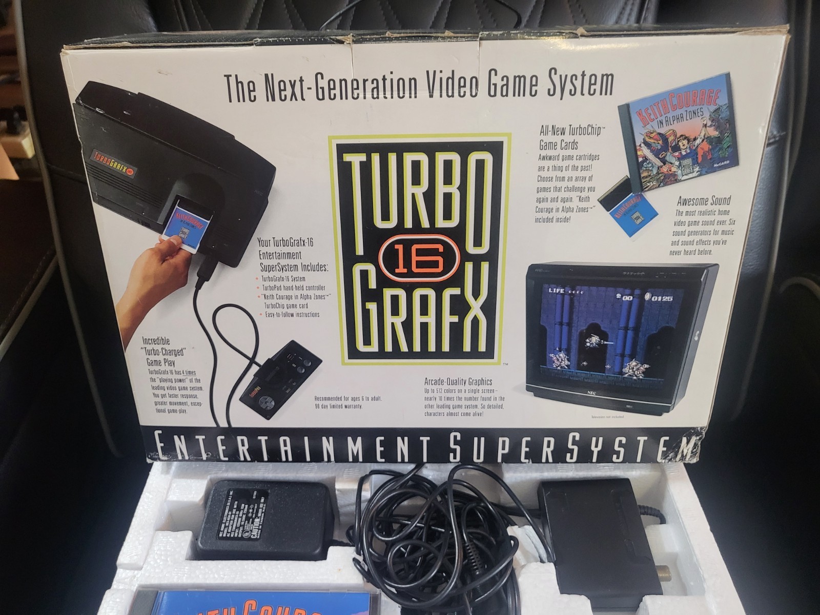 NEC TurboGrafx-16 Console Box Keith Courage Alien Crush MISSING POWER ADAPTER