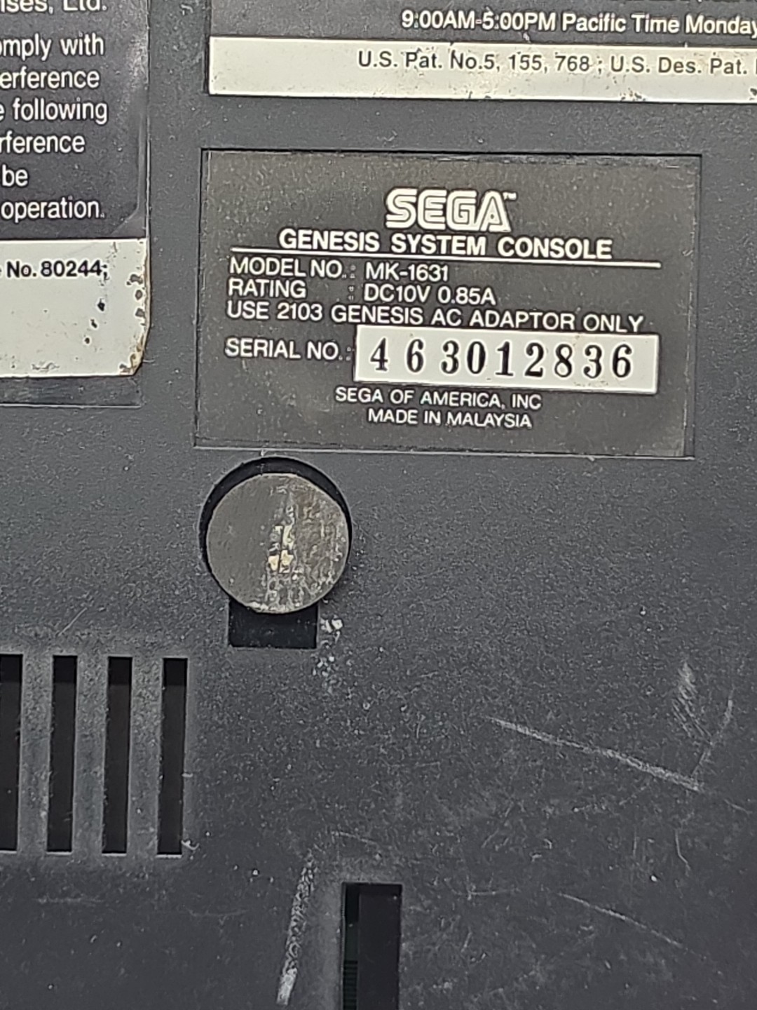 Sega MK-1631 Genesis Console Gaming System Only Tested