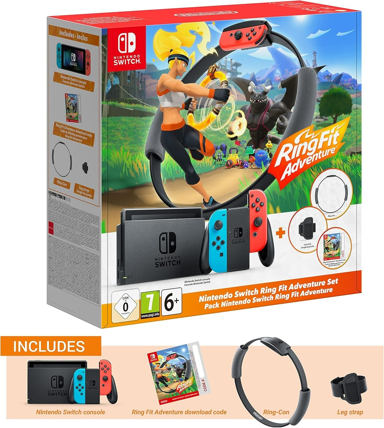 Nintendo Switch Console Neon Red/Neon Blue + Ring fit Ring (NO GAME CARD)