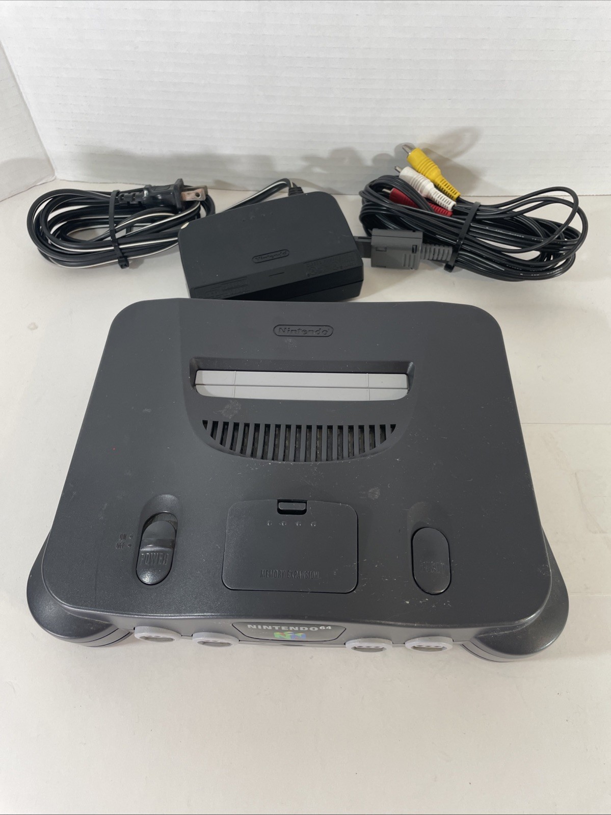 Nintendo 64 N64 Console Charcoal Gray OEM Power Supply AV Cables Tested Cleaned