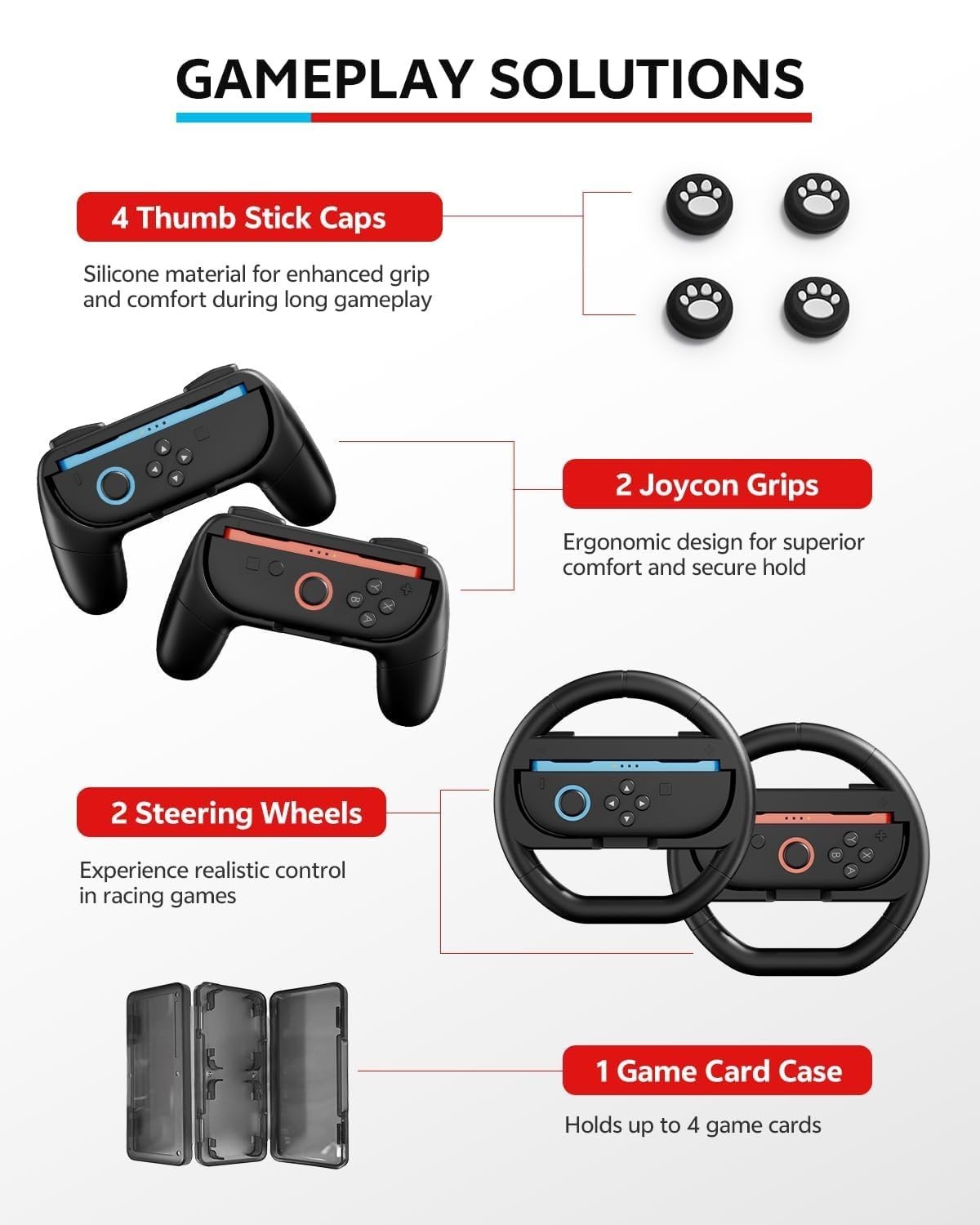 Nintendo Switch 2 Accessories Bundle 16-in-1: Carrying Case, Screen Protectors,