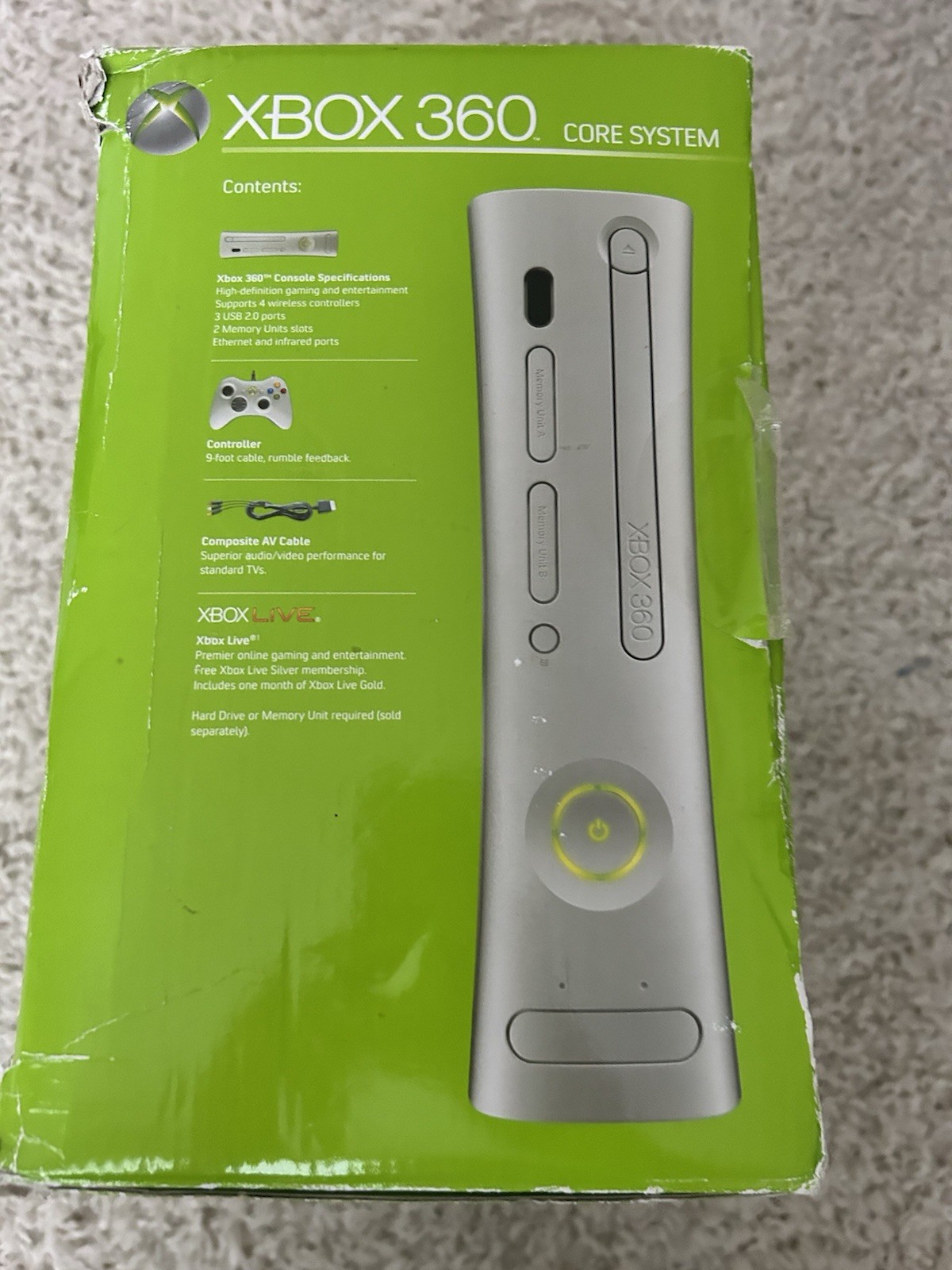 Xbox 360 Core System Launch Box ONLY With Sealed Manuals RARE