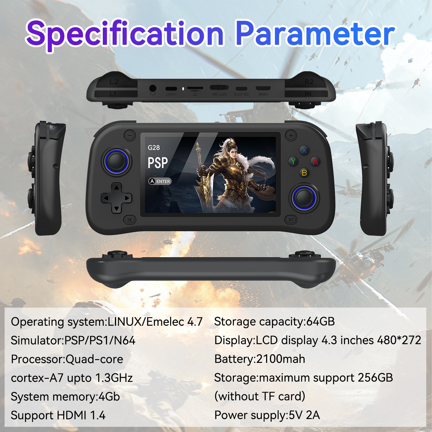 G28 Portable Handheld Video Game Console with 4.3 Inch HD Screen Built-in 20000+