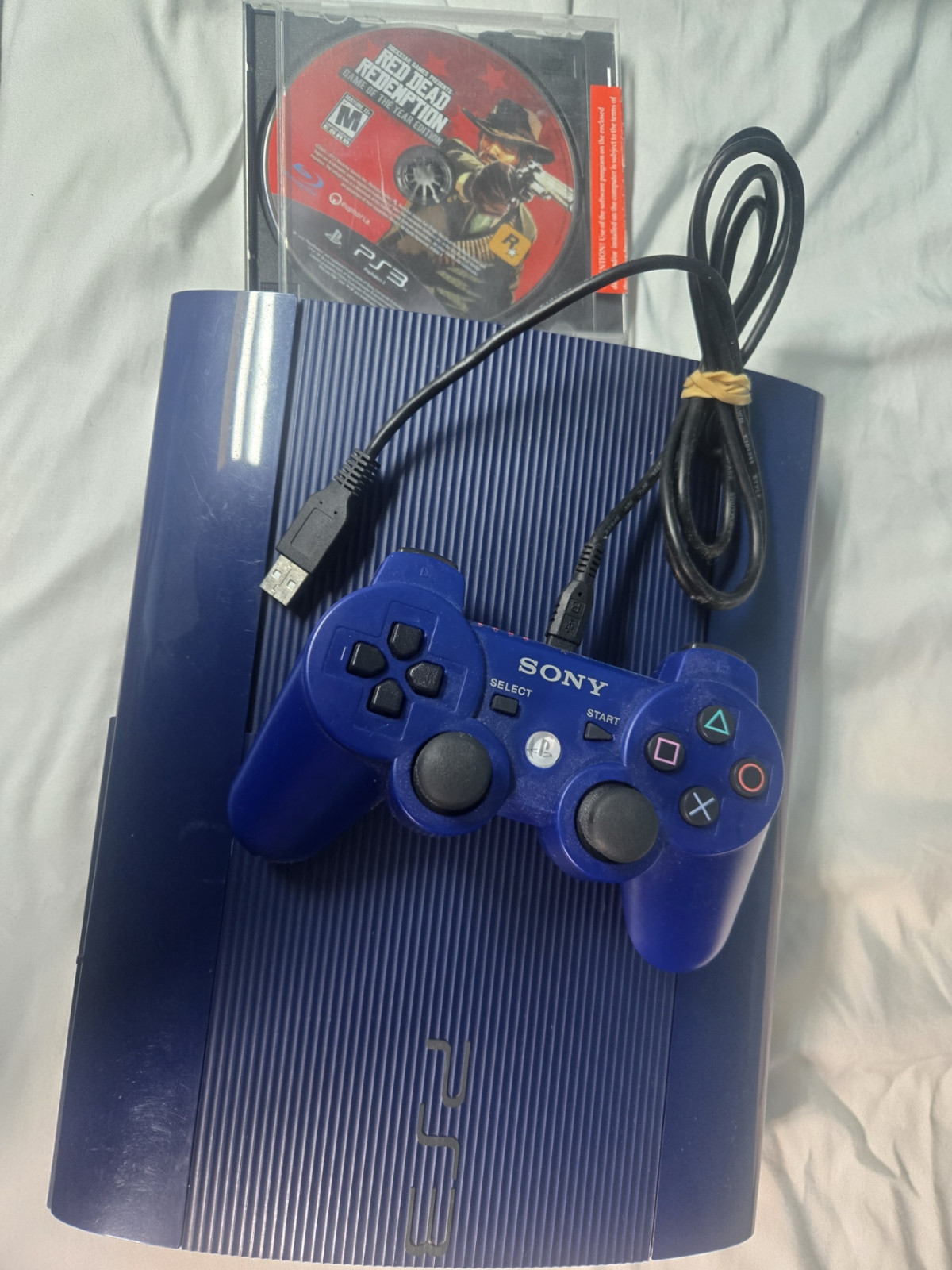 Sony Playstation 3 Super Slim Limited Azurite Blue PS3 – great Condition