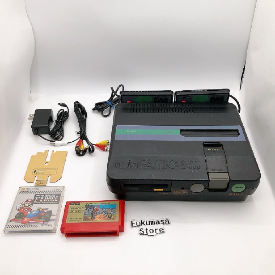 Sharp Twin Famicom Console System Black New Belt AN-505-BK Japanese Tested