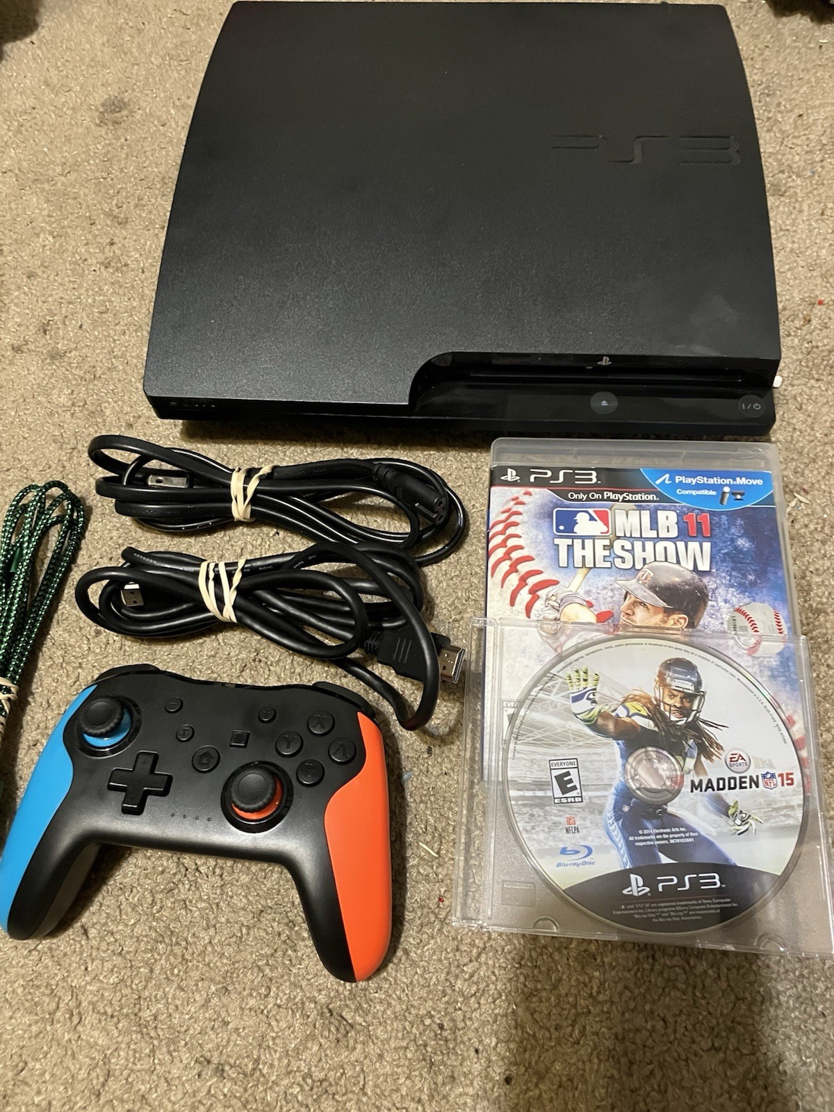 Authentic & Tested 320 GB Black PS3 Slim With Remote & Cables, Works, Read