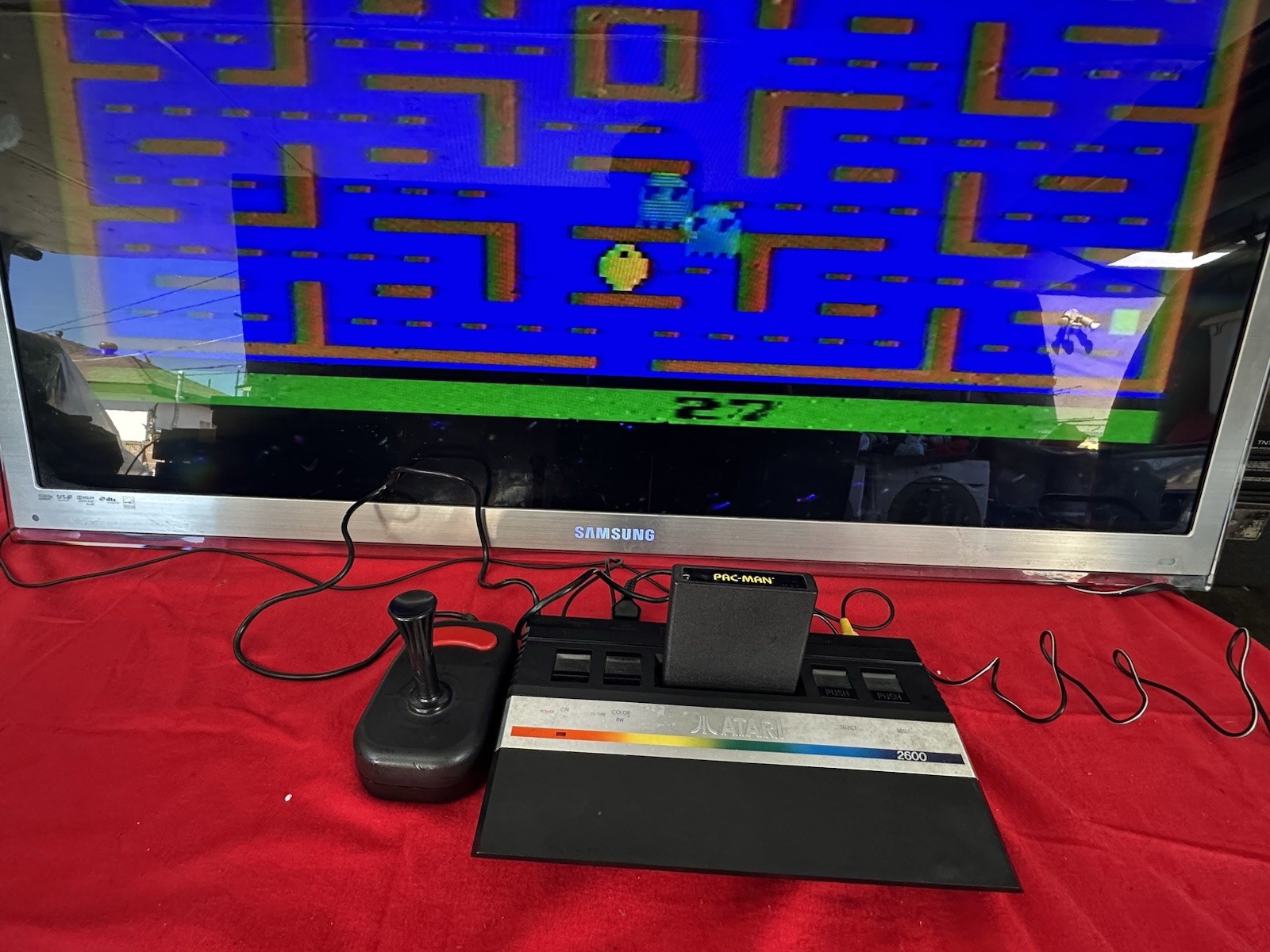 Atari 2600 JR Console w/ Cords And joystick + PAC-MAN Game Tested free shipping