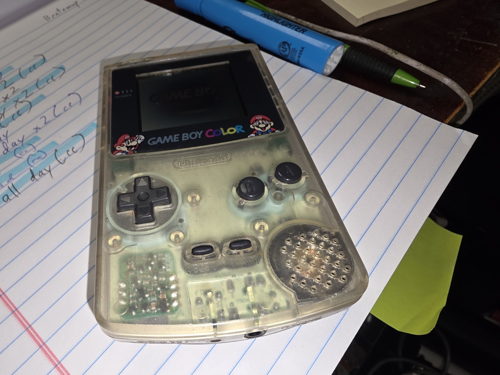 Authentic Rare Nintendo Game Boy Color Clear JUSCO Mario Limited Edition Works