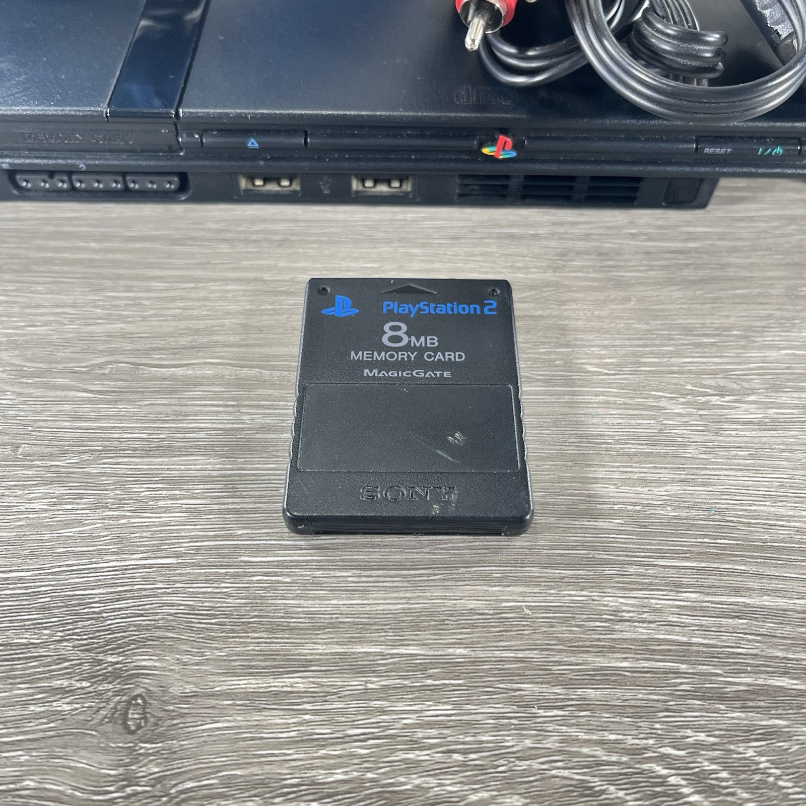 Sony PlayStation 2 PS2 Slim SCPH-77001 Controller Cables & Memory Card (Tested)