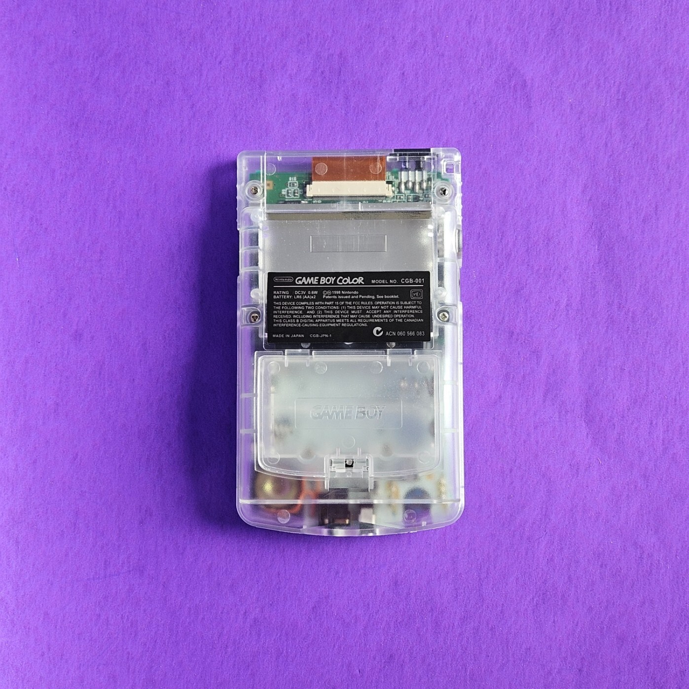 Nintendo Game Boy Color Clear Transparent 👾 CGB-001 GBC RESTORED NEW BODY