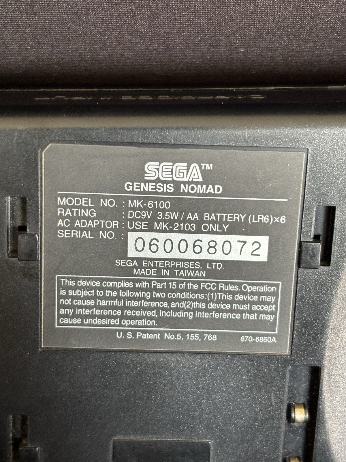 Sega Genesis Nomad MK-6100 VTG Handheld Console OEM AC Adapter Tested Bundle HTF
