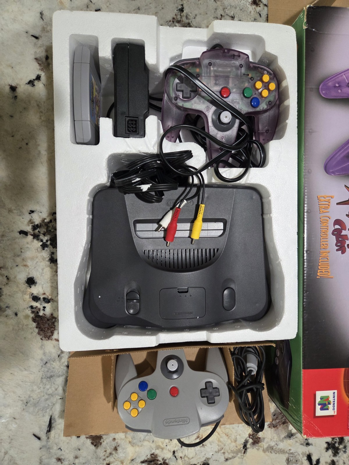 Nintendo 64 Atomic Purple Controller Console Bundle Complete In Original Box