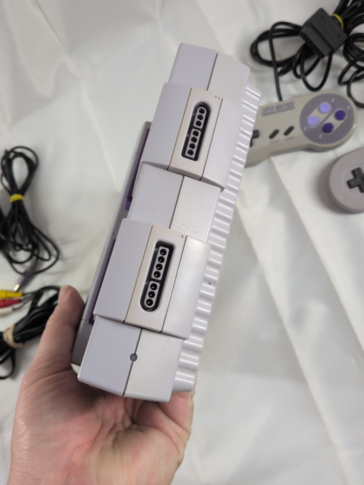 Super Nintendo Console CLEAN WORKING SNES SNS-001 Tested Cables & 2 Controllers