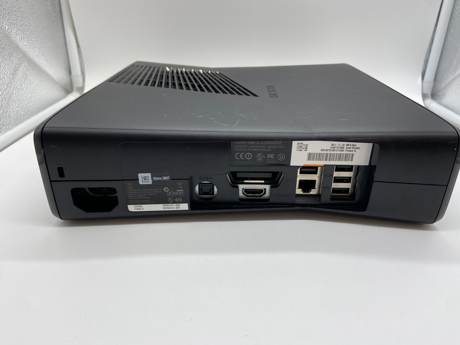 Microsoft Xbox 360 S Slim Black Console 1439 No HDD Reset Tested Free S/H